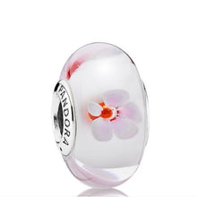 Load image into Gallery viewer, Pandora Cherry Blossom Murano Charm Sterling Silver Glass Bead ALE - 790947

