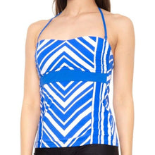 Load image into Gallery viewer, La Blanca Bandeau Tankini Swimsuit Top, Archistripe, Blue + White, Size 0
