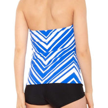 Load image into Gallery viewer, La Blanca Bandeau Tankini Swimsuit Top, Archistripe, Blue + White, Size 0

