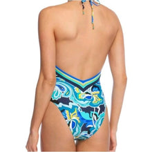 Load image into Gallery viewer, Trina Turk Ipanema Plunge Tropical Halter One Piece Swimsuit, size 10

