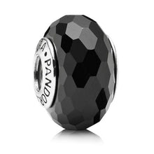 Load image into Gallery viewer, Pandora Fascinating Faceted Murano Black Charm 791069 Silver …
