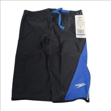 Load image into Gallery viewer, Speedo Black and Blue Swim Trunks Revolve Jammer, Size 26
