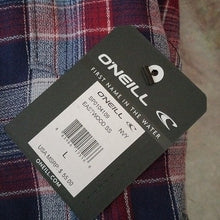 Load image into Gallery viewer, O'Neill Modern Fit Eastwood Short Sleeve Button Down Plaid Shirt, Navy, Large
