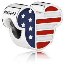 Load image into Gallery viewer, Pandora Retired Sterling Silver Mickey Americana Disney Charm with Red White and Blue Enamel - 791585ENMX
