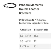 Load image into Gallery viewer, Pandora Moments Double Leather Bracelet, Black, 13.8"
