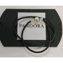 Load image into Gallery viewer, Pandora Moments Double Leather Bracelet, Black, 13.8"
