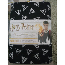 Load image into Gallery viewer, Harry Potter Deathly Hallows Black Silver Metallic 1 Yard Cotton Fabric 36 x 44
