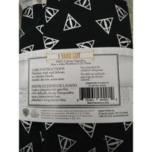 Load image into Gallery viewer, Harry Potter Deathly Hallows Black Silver Metallic 1 Yard Cotton Fabric 36 x 44
