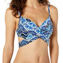 Load image into Gallery viewer, La Blanca Women's Wrap Underwire Push Up Bikini Swimsuit Top, Blue/Oasis. size 10
