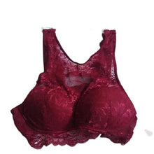 Load image into Gallery viewer, Candie's Long Lace Padded Bra, Tibetan Red, Small
