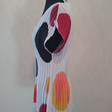Load image into Gallery viewer, Milano Large Polka Dot Pleat Texture Career Blouse, White Multicolor, Size Large

