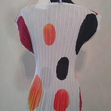Load image into Gallery viewer, Milano Large Polka Dot Pleat Texture Career Blouse, White Multicolor, Size Large

