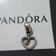 Load image into Gallery viewer, Pandora Sterling Silver &amp; 14K Gold Forever in My Heart Dangle Charm 791421cz
