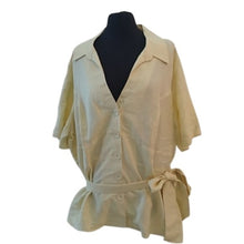 Load image into Gallery viewer, Lane Bryant Pale Yellow Side Tie Career Blouse, 26/28

