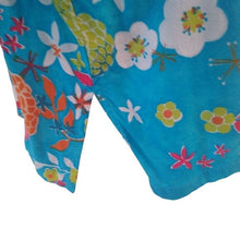 Load image into Gallery viewer, Tropical Mix Resortwear Embellished Blouse, Turquoise/Multi, Size Medium
