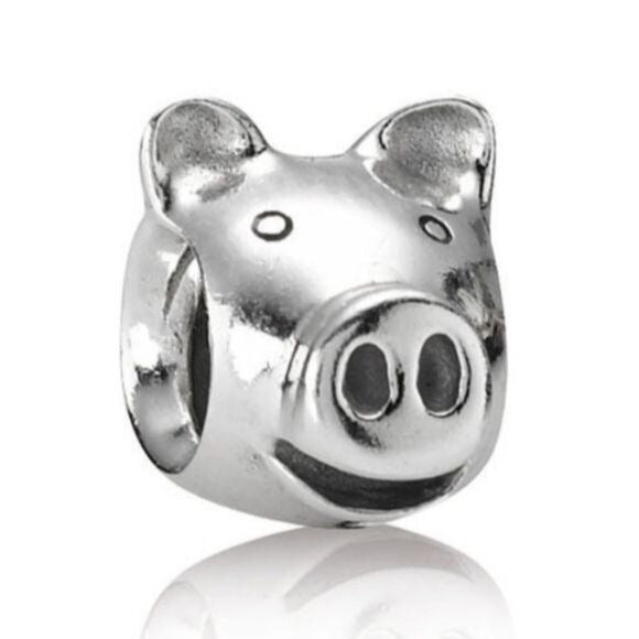 Pandora Retired Pig Animal Head Charm Bead 790214 Sterling Silver