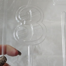 Load image into Gallery viewer, Chocolate Molds Number 3 Lollipops + Eat Me Stamp, Set of 10 items
