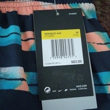 Load image into Gallery viewer, Nike Block Stripe Breaker 11" Volley Swim Trunks, Blues/Orange, Size Medium
