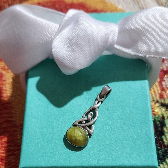 Sterling Silver Celtic Knot Pendant w/ Connemara Marble