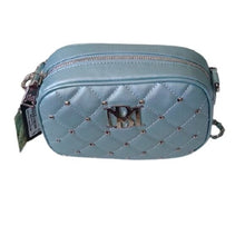 Load image into Gallery viewer, Badgely Mischka Metallic Blue Camera Bag Purse
