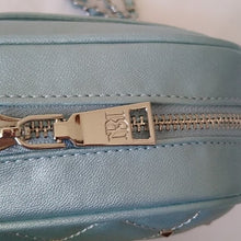 Load image into Gallery viewer, Badgely Mischka Metallic Blue Camera Bag Purse

