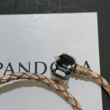 Load image into Gallery viewer, Pandora Moments Double Leather Bracelet, Champagne, 13.8"
