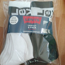 Load image into Gallery viewer, Levi's White/Black/Grey Crew Cut socks, 8 pairs
