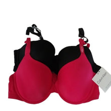 Load image into Gallery viewer, Calvin Klein 2 Pack Lightly Lined Demi Bras, Black Red, size 38B
