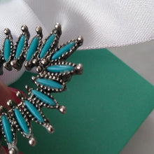 Load image into Gallery viewer, Vintage Zuni Petit Point Sterling Silver + Turquoise Oval Brooch
