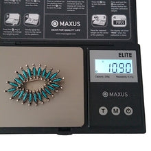 Load image into Gallery viewer, Vintage Zuni Petit Point Sterling Silver + Turquoise Oval Brooch
