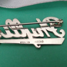 Load image into Gallery viewer, Vintage Basch Sterling PHYLLIS name in Script Brooch Silver with Garnet, 2.89 g
