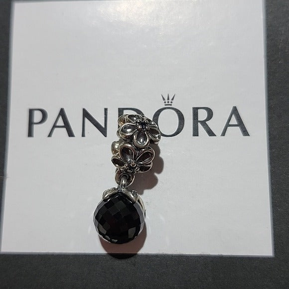 Pandora Sterling Silver Garden Odyssey Black Spinel Dangle Charm 790858spb