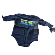 Load image into Gallery viewer, Nike Baby "Coming to A Field Near You" One piece in Obsidian Blue, 0-3m
