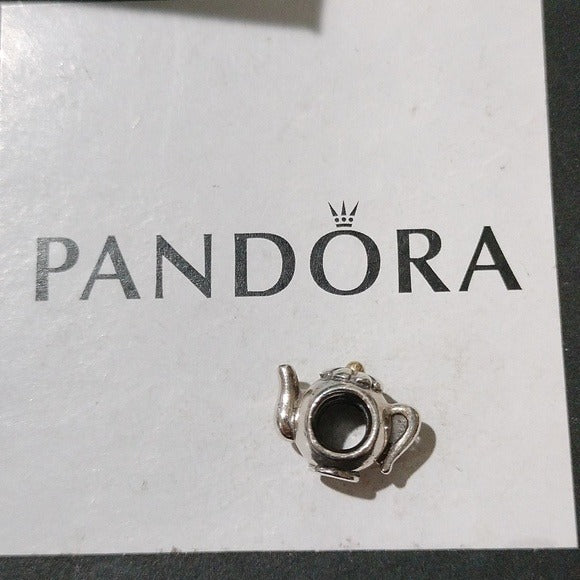 Pandora Teapot Charm Sterling Silver w/14k gold accent 790250