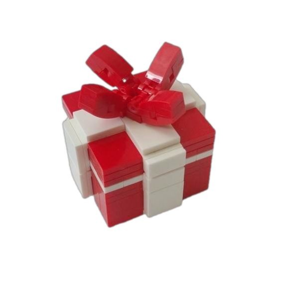 Building Bricks Jewelry Gift Present Box, Red & White