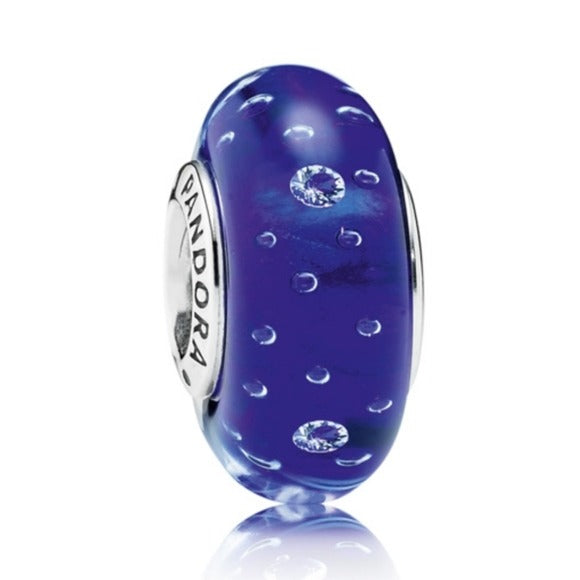 Pandora Sterling Silver Dark Blue Effervescence Murano Glass Bead 791630cz