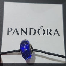 Load image into Gallery viewer, Pandora Sterling Silver Dark Blue Effervescence Murano Glass Bead 791630cz
