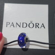 Load image into Gallery viewer, Pandora Sterling Silver Dark Blue Effervescence Murano Glass Bead 791630cz
