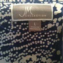 Load image into Gallery viewer, JM Collection Navy White Career Blouse Top, size Large

