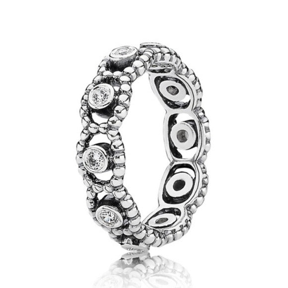 Pandora Sterling Silver Her Majesty Ring w/ Clear Zirconia - 190881Cz  Size 54