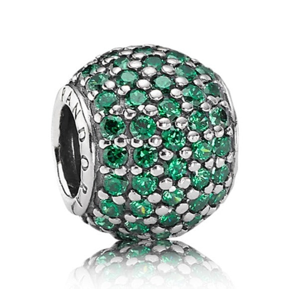 Pandora Sterling Silver Pave Lights Bead with Emerald Green Zirconia - 791051czn