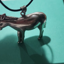 Load image into Gallery viewer, Large Sterling Silver Puffy Hollow Donkey Pendant
