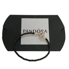 Load image into Gallery viewer, Pandora Double Black Braided Leather Bracelet  12.0"
