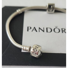 Load image into Gallery viewer, Pandora Sterling Silver 7" Snakechain Starter Bracelet w/ Letter J Charm 790323J
