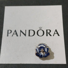 Load image into Gallery viewer, Pandora Sterling Silver Blue Pansy Charm w/Blue + White Enamel - 790777c02
