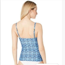 Load image into Gallery viewer, La Blanca The Realist Over the Shoulder Tankini Swim Top, Blue, size 6
