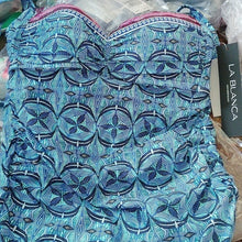 Load image into Gallery viewer, La Blanca The Realist Over the Shoulder Tankini Swim Top, Blue, size 6
