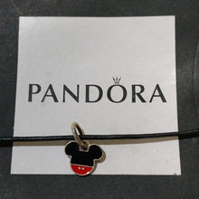 Load image into Gallery viewer, Pandora Sterling Silver Mickey Icon Disney Pendant w/ Black + Red Enamel 791461
