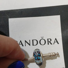 Load image into Gallery viewer, Pandora Retired Sterling Silver Blue Butterfly Kisses Murano Glass Bead - 791622
