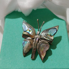 Load image into Gallery viewer, Hecho En Mexico AM 109 Sterling Silver Butterfly Moth Brooch with Abalone
